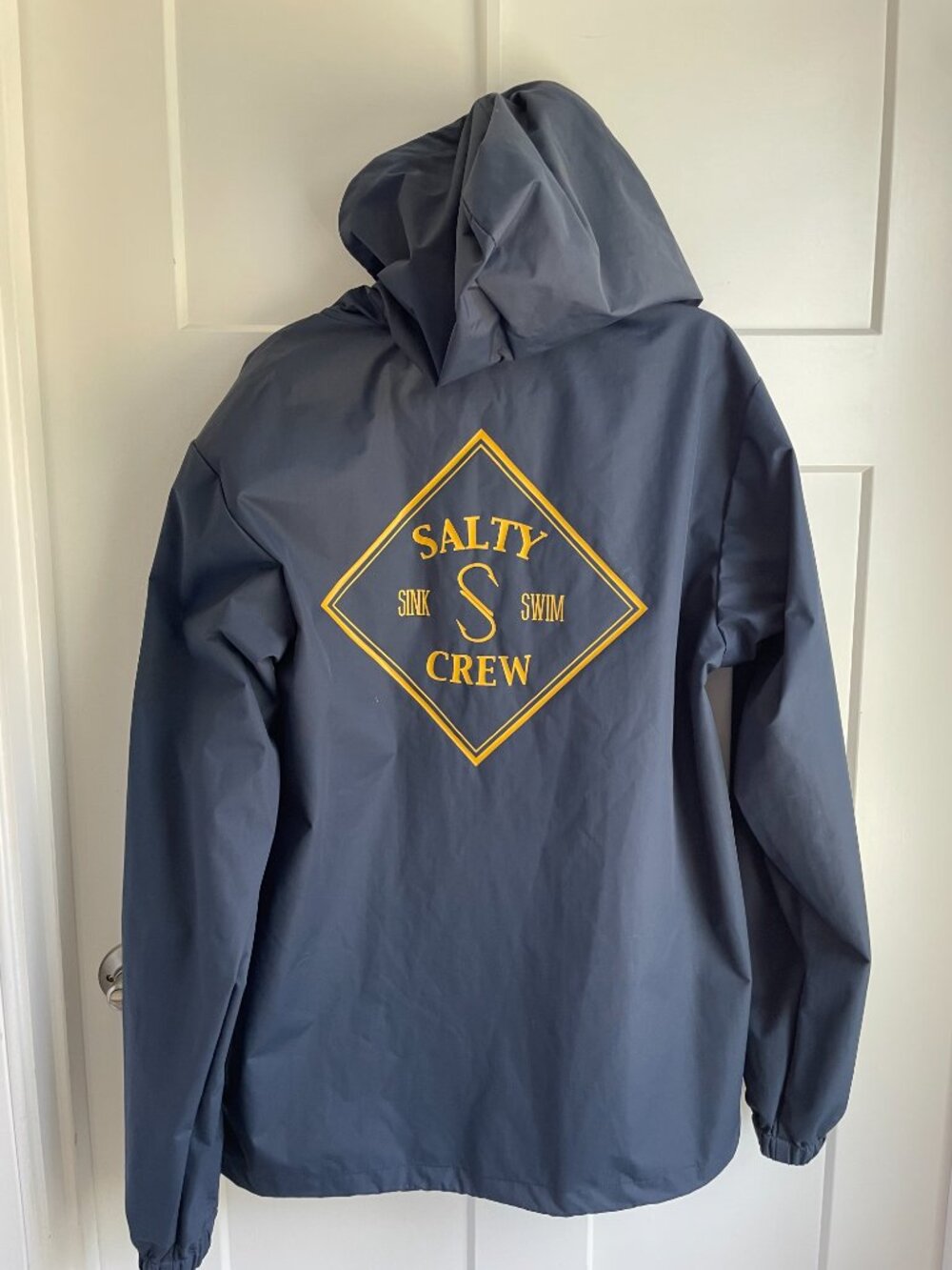 Salty Crew Tippet Hooded Jacket Navy Blue Nautical Rain Coat Parka Men's XL - Picture 9 of 16